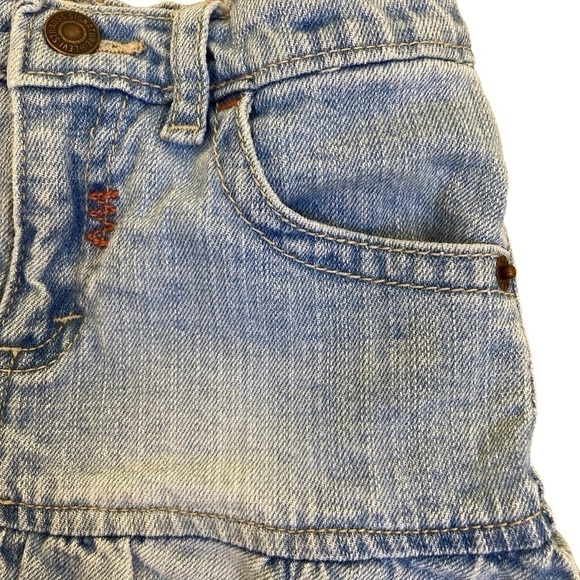 Levi's Ruffled Floral Denim Skirt w Built-in Shorts Toddler Girl's 2T - Picture 5 of 16